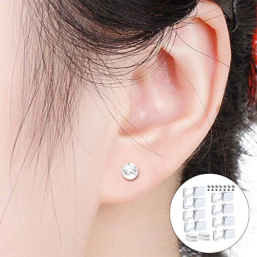 Juego de 8 pistolas desechables para piercing de oreja con pendientes de asepsis, sin dolor, de seguridad, para niñas, mujeres y hombres