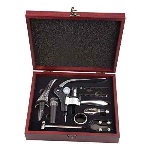 Juego de accesorios de vino, sacacorchos de palanca Smaier de acero inoxidable, vino tinto