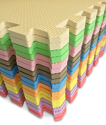 Juego de alfombras de goma EVA suave con bolsa de transporte, de Dryzem. Alfombras encastrables para juego de niños.