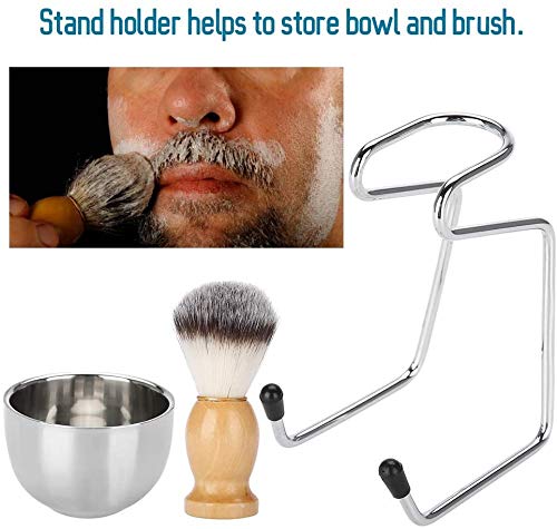 Juego de brochas de afeitar para Barba, kit de afeitar 3 en 1 para hombres - brocha de afeitar para el cabello con mango de madera, tazón de jabón de acero inoxidable y soporte para afeitar