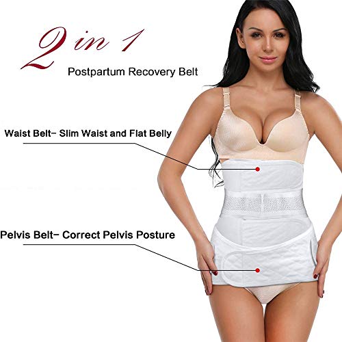 Juego De Cinturones Banda Para El Vientre De Soporte Posnatal, Moldeador De Vientre Cintura Alta Ajustable, Cinturón De Pelvis De Cintura, Carpeta Abdominal Envolver Para Embarazo (Rosa, L)