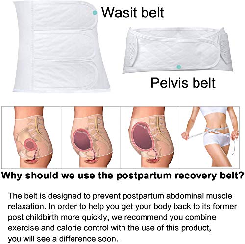 Juego De Cinturones Banda Para El Vientre De Soporte Posnatal, Moldeador De Vientre Cintura Alta Ajustable, Cinturón De Pelvis De Cintura, Carpeta Abdominal Envolver Para Embarazo (Rosa, L)