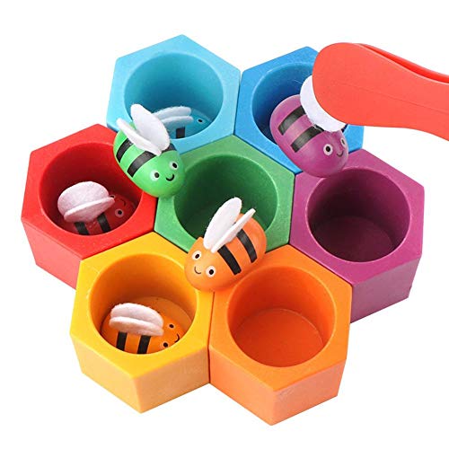 Juego De Combinación De Abeja A Colmena, Juguete De Clasificación De Colores De Madera Para Niños De 2 A 3 Años, Juguetes De Aprendizaje Preescolar Montessori Para Niños