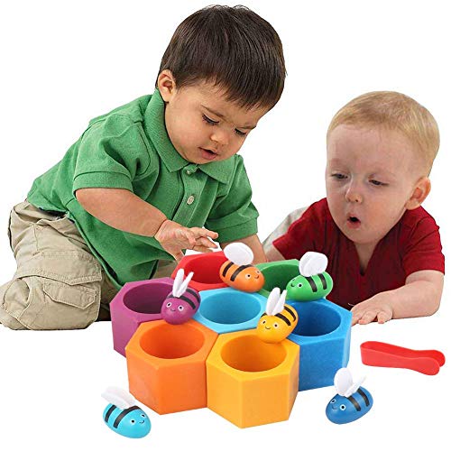 Juego De Combinación De Abeja A Colmena, Juguete De Clasificación De Colores De Madera Para Niños De 2 A 3 Años, Juguetes De Aprendizaje Preescolar Montessori Para Niños