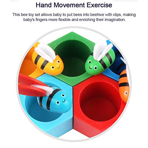 Juego de combinación de abeja para colmena, rompecabezas de clasificación de colores de madera Montessori, juguete educativo de regalo preescolar de aprendizaje temprano para niños de 2 3 4 años