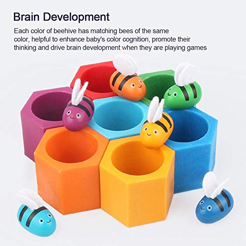 Juego de combinación de abeja para colmena, rompecabezas de clasificación de colores de madera Montessori, juguete educativo de regalo preescolar de aprendizaje temprano para niños de 2 3 4 años