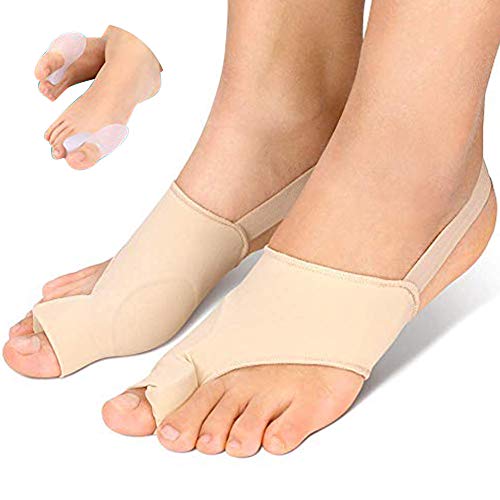 Juego de corrector de juanetes de gel y separador de dedos de gel, 1 Pair Férulas para juanetes Funda de Tela con Separador de gel para proteger los de dedos pies para separador dedo martillo