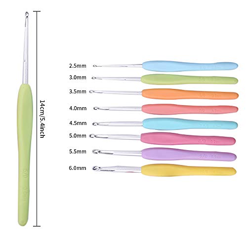 Juego de ganchillos de crochet 53 Pzs Ergonómicos Agujas de Ganchillo Incluyendo los ganchos de tejer, las tijeras,las agujas y más Perfecto Accesorios de Tejido y Estuche Ganchillo de Transporte