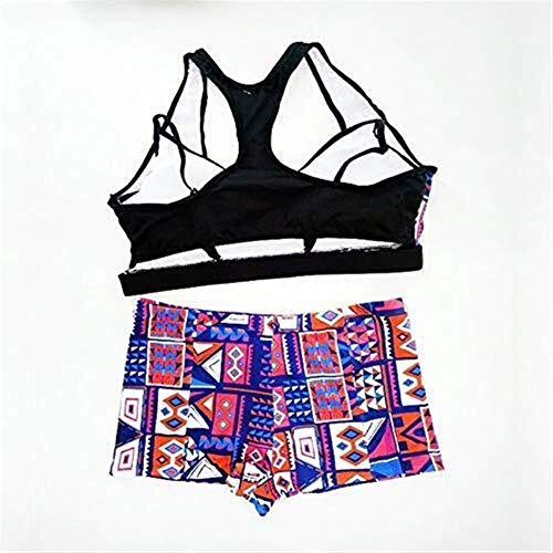 Juego de la manera Equipo de deporte Chaleco de Tankini de cintura alta Bikini de la nadada de las mujeres cosecha corta Top geométrica del remiendo del traje de baño femenino Ejercicio desgaste, mult