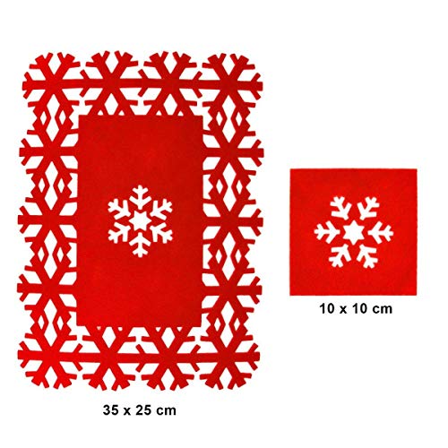 Juego de manteles Individuales de Fieltro de poliéster, 8 Unidades, Color Rojo