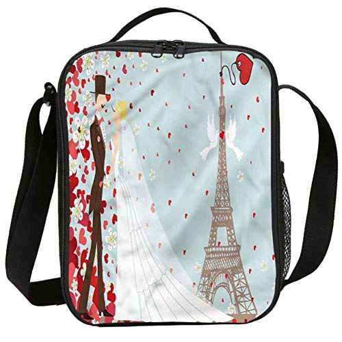 Juego de mochila para adolescentes de 17 pulgadas, juego de mochila para parejas francesas y corazones, para trabajo, escuela, viajes, picnic