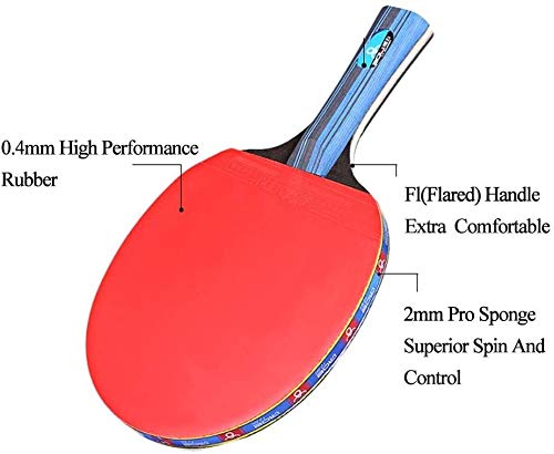 Juego de Palas de Ping Pong Los palos de ping-pong Raqueta Conjunto deporte de la paleta de tenis de mesa for interiores o exteriores de Inicio Juego de mango largo Profesional tenis de mesa de ping-p