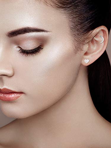 Juego de Pendientes de Barra con Pesas de Acero Inoxidable Aretes de Perno de Bola Piercing de Cartílago Hélice Trago (Color Plateado 2)