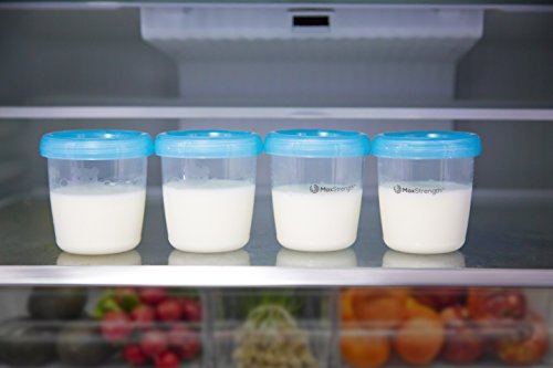 Juego de recipientes de almacenamiento para leche materna con tapas a prueba de fugas por Max Strength Pro, 180 ml, tazas de leche de mama reutiliz (12pc)