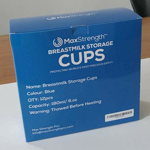 Juego de recipientes de almacenamiento para leche materna con tapas a prueba de fugas por Max Strength Pro, 180 ml, tazas de leche de mama reutiliz (12pc)