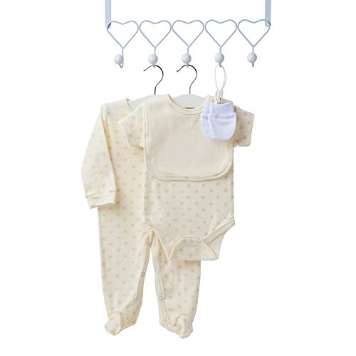 Juego de regalo para bebé, unisex, con artículos básicos para recién nacidos, incluye un edredón, body de sueño, babero de algodón y manoplas