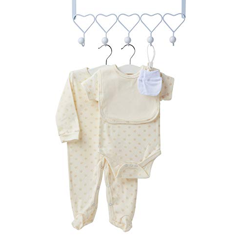 Juego de regalo para bebé, unisex, con artículos básicos para recién nacidos, incluye un edredón, body de sueño, babero de algodón y manoplas