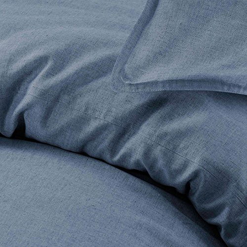 Juego de ropa de cama de algodón y lino, algodón, lino, azul, Doublé