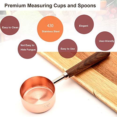 Juego de tazas medidoras y cucharas medidoras con Medidas grabadas, Achort 4 Tazas Medidoras 4 Cucharas Medidoras Juegos de Cocina para Ingredientes líquidos y Secos, cocinar y hornear