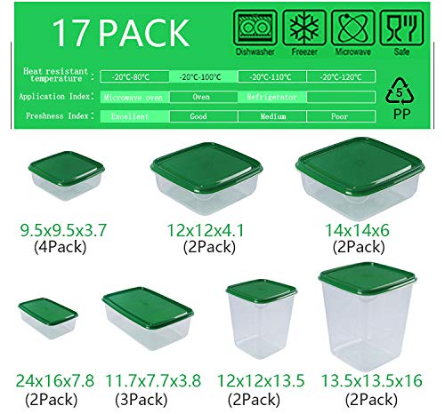 Juegos de Recipientes para Alimentos,TOPSEAS 17piezas Contenedor de alimentos,Contenedor de almacenamiento para la conservación de frutas y verduras selladas,organizador de cajas frescas con tapas