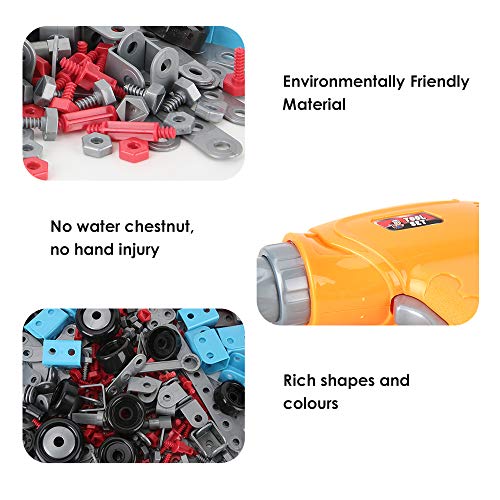 Juguete de construcción 12 en 1, 282 PCS Juegos de taladros eléctricos, ensamblaje de Rompecabezas Creativo 3D DIY Toy, Montessori Toys Mosaic Toy Gifts