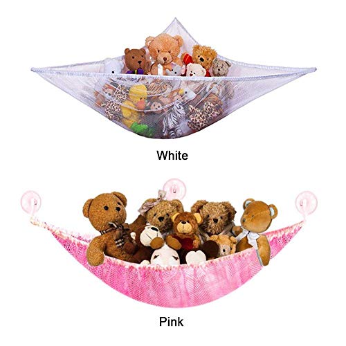 Juguete Hamaca Organizador Dormitorio Relleno Esquina Almacenaje Bebé Niños Baño Muñecas Flexible Colgante Ropa de Cama Red - Blanco, 180x120x120