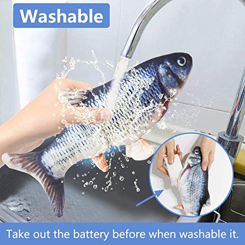 Juguetes Eléctricos para Peces Catnip, 30CM Electrico Recargable USB Juguetes Simulación Realista de Felpa Pez eléctrica, Suministros Interactivos Divertidos para Masticar Mascotas para Gato Gatito