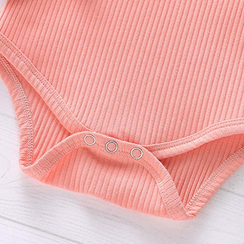 Julhold - Body para bebé con diseño de volantes de algodón sólido y pantalones florales y diadema para bebés de 0 a 18 meses