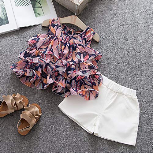 Julhold - Conjunto de pantalones cortos de algodón con estampado de lunares y volantes, para el verano Morado Morado ( 6-12 Meses