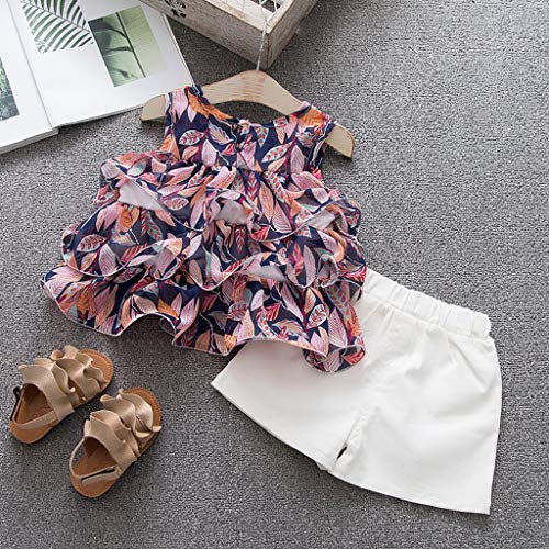 Julhold - Conjunto de pantalones cortos de algodón con estampado de lunares y volantes, para el verano Morado Morado ( 6-12 Meses