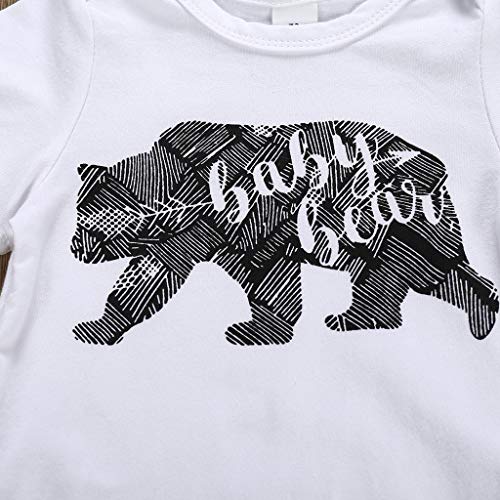 Julhold - Juego de ropa informal para recién nacido (algodón, incluye pantalones y sombrero, 3 piezas, 0-18 meses) Blanco blanco 6-12 Meses