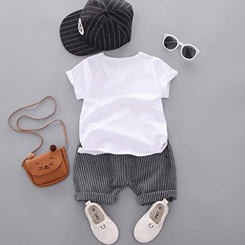 Julhold Kids Baby Boy Fashion Leisure Gentleman - Camiseta de algodón y pantalones cortos de rayas Verde verde 18-24 Meses