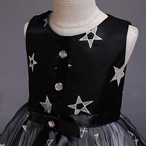 Julhold Niño Niña Elegante Sin Mangas Floral Patrón Estrella Tul Princesa Vestido Fiesta De Fiesta De Poliéster Ropa De 2-10 Años