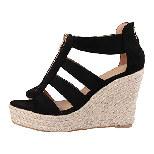 Jumex Elara Sandalias de Mujer Cuña Plataforma Chunkyrayan Negro P TH82221-Schwarz-36