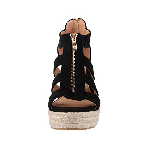 Jumex Elara Sandalias de Mujer Cuña Plataforma Chunkyrayan Negro P TH82221-Schwarz-36