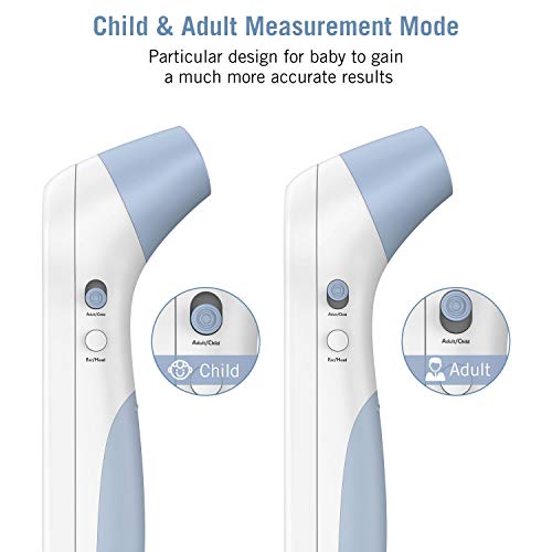 JUMPER Medical termómetro de frente Termómetro digital infrarrojo con lectura precisa Alarma de fiebre para recuerdos de bebés, termómetro de oído para bebés y adultos (Azul)