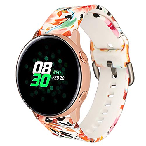 JUNESUN Retro Flor Floral Correa de Reloj Correa de Pulsera de Silicona Reemplazo para Samsung Galaxy Watch Accesorios Activos