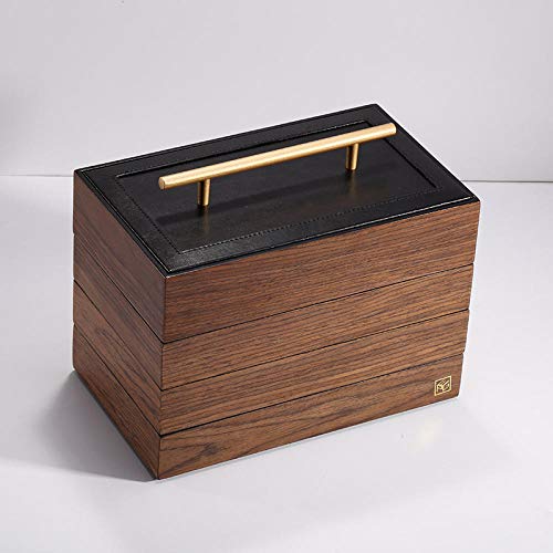 Juwelendoos Reis Caja De Almacenamiento De Cuatro Capas De La Nuez, Joyero De Madera del Pendiente De La Joyería, Joyero