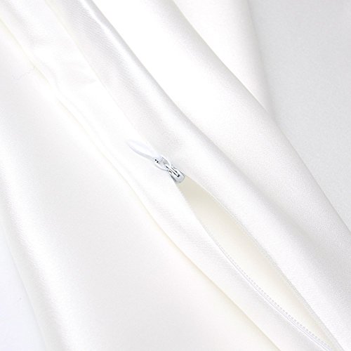 juwenin - Funda de almohada de seda para cuidado del pelo y rostro, para prevenir las arrugas, cremallera oculta, 2 unidades, poliéster Poliéster. raso seda sintética, Blanco, Estándar
