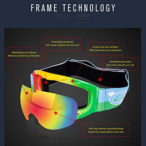 JW-YZWJ De los niños Gafas de esquí, esféricos de Doble Capa Anti-Niebla al Aire Libre Montañismo Viento y la Arena de la Nieve Gafas, Compatible con Casco,B
