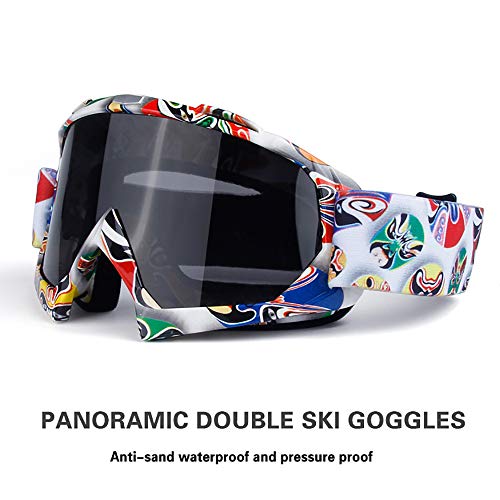 JW-YZWJ Gafas de esquí de Invierno, de Doble Capa Anti-vaho y Gran Campo de visión, Deportes al Aire Libre Viento y la Arena a Prueba de Campo a través de la Motocicleta Gafas,C