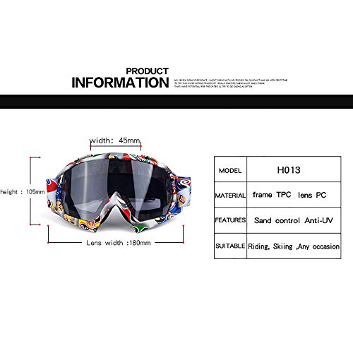 JW-YZWJ Gafas de esquí de Invierno, de Doble Capa Anti-vaho y Gran Campo de visión, Deportes al Aire Libre Viento y la Arena a Prueba de Campo a través de la Motocicleta Gafas,C