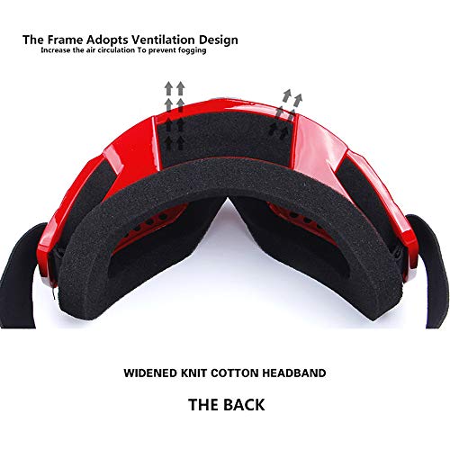 JW-YZWJ Gafas de esquí de Invierno, de Doble Capa Anti-vaho y Gran Campo de visión, Deportes al Aire Libre Viento y la Arena a Prueba de Campo a través de la Motocicleta Gafas,C