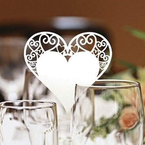 JZK 100 x Blanco tarjetas etiquetas decorativas corazón invitaciones boda copa detalle lugar nombre mesa para boda cumpleaño comunión bautizo fiesta Navidad