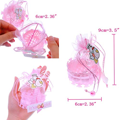 JZK 12 x It's a Girl Mini Rosa Canasta de Organza favorecer Bolsas Cajas de Dulces de Regalo para niña Baby Shower Invitados de Boda Fiesta comunion o Bautizo cumpleaños