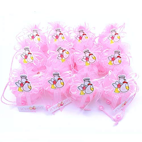 JZK 12 x It's a Girl Mini Rosa Canasta de Organza favorecer Bolsas Cajas de Dulces de Regalo para niña Baby Shower Invitados de Boda Fiesta comunion o Bautizo cumpleaños