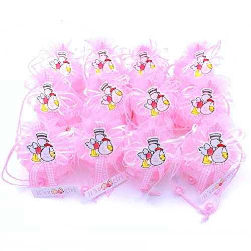 JZK 12 x It's a Girl Mini Rosa Canasta de Organza favorecer Bolsas Cajas de Dulces de Regalo para niña Baby Shower Invitados de Boda Fiesta comunion o Bautizo cumpleaños