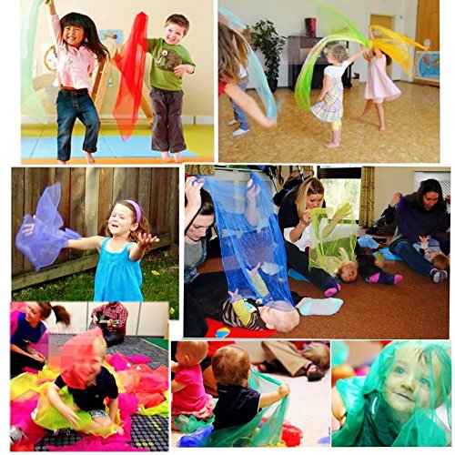JZK 20 Piezas pañuelos de Malabares Bailar pequeño pañuelo Seda Bufandas de Danza para niños Adulto Chicas Actividades de Fiesta decoración y Juegos Accesorios