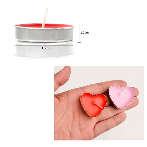 JZK 50 Rojo + 50 Rosa Velas Románticas de Corazón de Amor Para Decoración de Mesa de Boda, Día de San Valentín, Aniversario