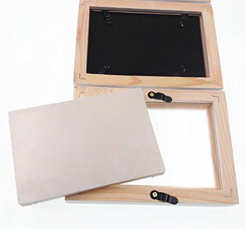 JZK Kit de marco fotos madera para manos y huellas para bebés, con arcilla alta calidad, regalo perfecto para recién nacidos (rosa arcilla)